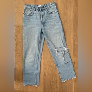 Zara Ripped Straight Jeans